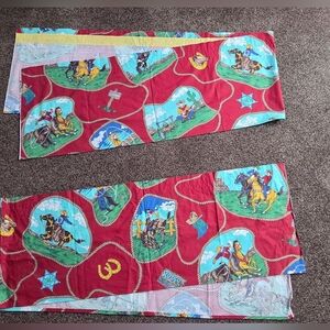 Set of 2 Western Cowboy Lasso Horse Bronco Rider Vintage Look Valance 88" x 16"